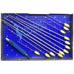 Luer Lock Liposuction Cannula Set with Handle in Stainless Steel Case
