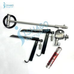 Set of 2 ENT Optical Fiber Self Retaining Direct Laryngoscopes with Chest Rod and Light Source