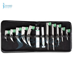 Green Heel Single Use Disposable Macintosh and Miller Fiber Optic Double Laryngoscope Set of 10 Blades