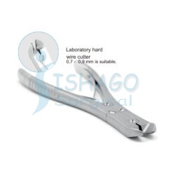 Laboratory hard wire Cutter Plastic Handle 1,0 , 1,5 mm is suitable.
