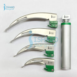 Disposable Green Heal Macintosh Fiber Optic Laryngoscope Set of 4 Blades in Pouch