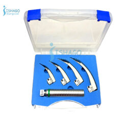 Macintosh Mega Light Integrated Fiber Optic Adult Laryngoscope Set of 4 Blades with Ring Pattern Handle
