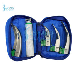 Disposable Green Heal Macintosh Fiber Optic Laryngoscope Set of 4 Blades with Aluminum Handle in Pouch